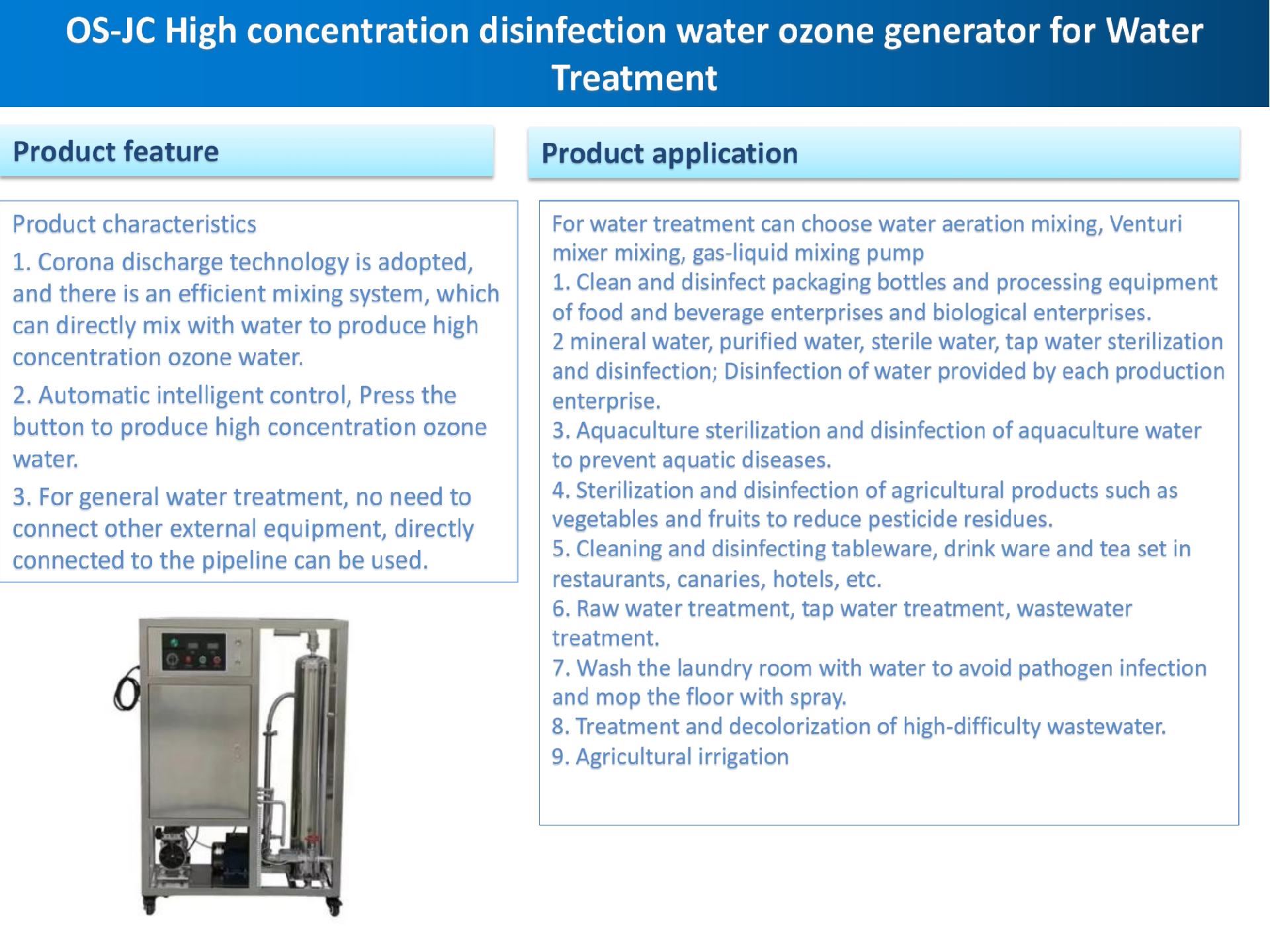 OSJC water disinfection ozone generatorShenzhen Environ Water OS Technology Co.,LTD